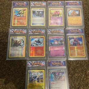 Holographic Pokemon slabs mint condition.